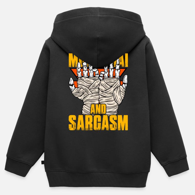 Muay Thai et sarcasme - Sweat Premium à capuche zippé enfant bio - noir