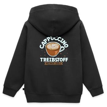 Mein Treibstoff ist Cappuccino - Kinder Premium Organic Zip Hoodie - Schwarz - Hinten - AI Model Kid Male (0cm)