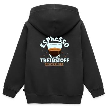 Mein Treibstoff ist Espresso - Kinder Premium Organic Zip Hoodie - Schwarz - Hinten - AI Model Kid Male (0cm)