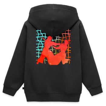 Aïkido - Sweat Premium à capuche zippé enfant bio - noir - Dos - AI Model Kid Male (0cm)