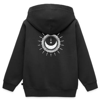 Lune avec des formes Globe de ciel nocturne - Sweat Premium à capuche zippé enfant bio - noir - Dos - AI Model Kid Male (0cm)