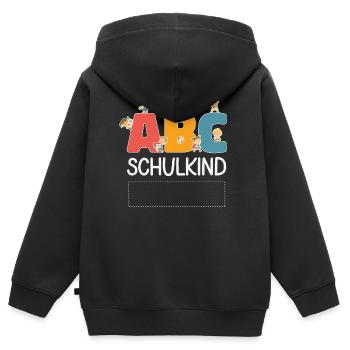 ABC Schulkind Personalisierbar Einschulung Schule - Kinder Premium Organic Zip Hoodie - Schwarz - Hinten - AI Model Kid Male (0cm)