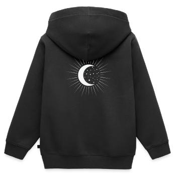 Moon, Pattern, Night Sky, Night - Kids Premium Organic Zip-up Hoodie - black - Back - AI Model Kid Male (0cm)