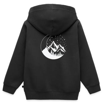 Mountains and Moon Night Sky Orb - Kids Premium Organic Zip-up Hoodie - black - Back - AI Model Kid Male (0cm)