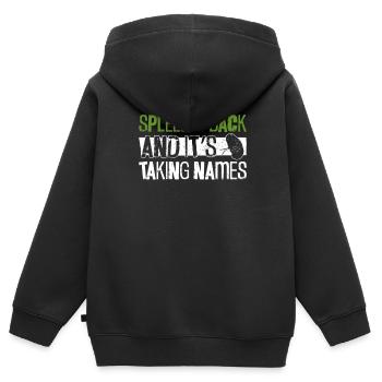 Greffe d’organe de rate d’un donneur d’organes - Sweat Premium à capuche zippé enfant bio - noir - Dos - AI Model Kid Male (0cm)