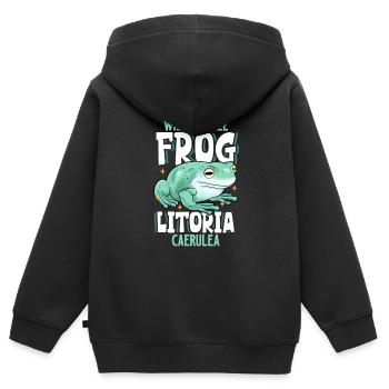 Rainette à doigt corail - Sweat Premium à capuche zippé enfant bio - noir - Dos - AI Model Kid Male (0cm)