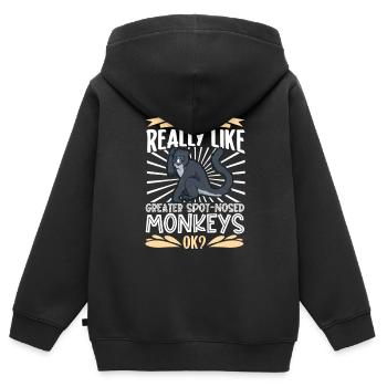 J’adore les grands singes museaux - Sweat Premium à capuche zippé enfant bio - noir - Dos - AI Model Kid Male (0cm)