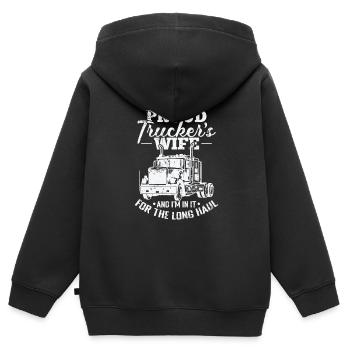 I'm a proud Trucker's Wife Staße Profession - Kids Premium Organic Zip-up Hoodie - black - Back - AI Model Kid Male (0cm)