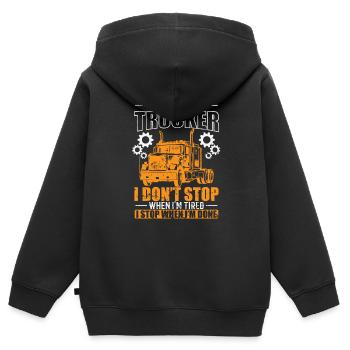 I'm a Trucker I don't Stop when I'm tired Beruf - Kids Premium Organic Zip-up Hoodie - black - Back - AI Model Kid Male (0cm)