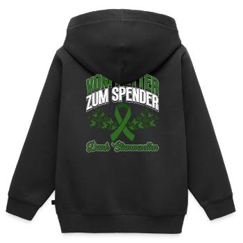 Cellules souches Thérapie par cellules souches Don de cellules souches - Sweat Premium à capuche zippé enfant bio - noir - Dos - AI Model Kid Male (0cm)