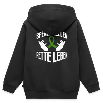 Cellules souches Thérapie par cellules souches Don de cellules souches - Sweat Premium à capuche zippé enfant bio - noir - Dos - AI Model Kid Male (0cm)