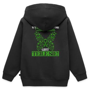Cellules souches Thérapie par cellules souches Don de cellules souches - Sweat Premium à capuche zippé enfant bio - noir - Dos - AI Model Kid Male (0cm)