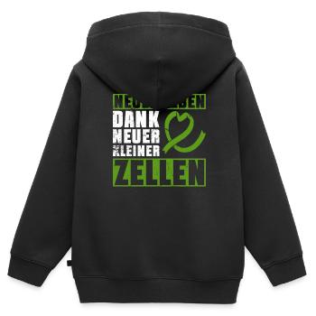 Cellules souches Thérapie par cellules souches Don de cellules souches - Sweat Premium à capuche zippé enfant bio - noir - Dos - AI Model Kid Male (0cm)