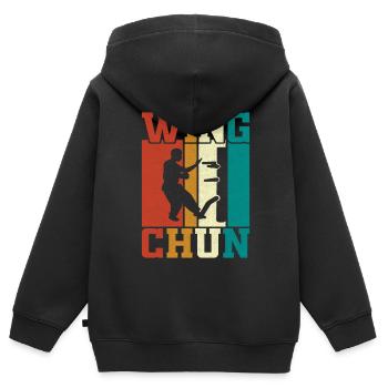 Wing Chun - Sweat Premium à capuche zippé enfant bio - noir - Dos - AI Model Kid Male (0cm)