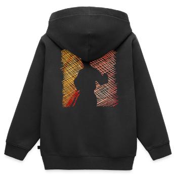 Wing Chun - Sweat Premium à capuche zippé enfant bio - noir - Dos - AI Model Kid Male (0cm)