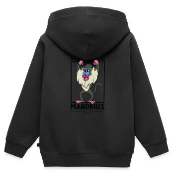 J’aime les mandrills - Mandrill - Sweat Premium à capuche zippé enfant bio - noir - Dos - AI Model Kid Male (0cm)
