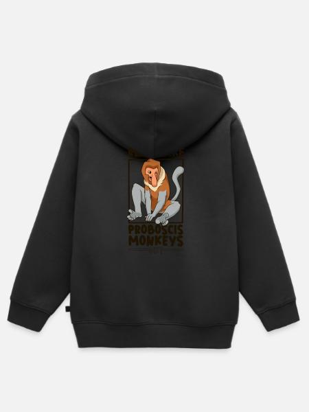 I love proboscis monkeys - proboscis monkey - Kids Premium Organic Zip-up Hoodie - black