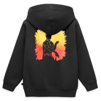 Wing Chun - Sweat Premium à capuche zippé enfant bio - noir - Dos - AI Model Kid Male (0cm)