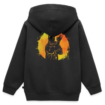 Wing Chun - Sweat Premium à capuche zippé enfant bio - noir - Dos - AI Model Kid Male (0cm)