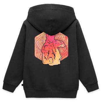 Wing Chun - Sweat Premium à capuche zippé enfant bio - noir - Dos - AI Model Kid Male (0cm)