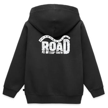 Road Trip Équipage Aventure Itinéraire de voyage - Sweat Premium à capuche zippé enfant bio - noir - Dos - AI Model Kid Male (0cm)