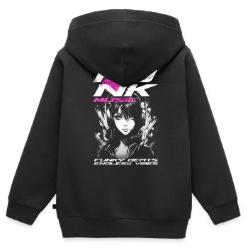 Musique Funk - Sweat Premium à capuche zippé enfant bio - noir - Dos - AI Model Kid Male (0cm)