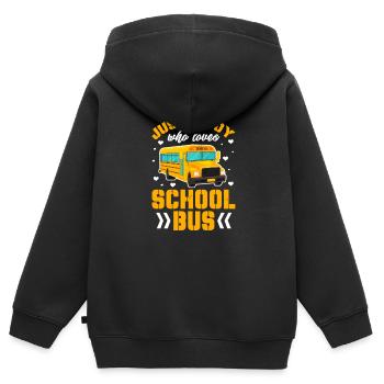 Chauffeur de bus Chauffeur de bus Bus Schuhlbus cadeau - Sweat Premium à capuche zippé enfant bio - noir - Dos - AI Model Kid Male (0cm)