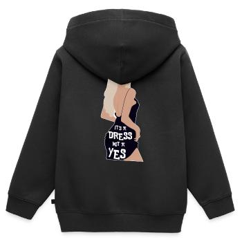 Es ist ein Kleid, kein Ja - Kinder Premium Organic Zip Hoodie - Schwarz - Hinten - AI Model Kid Male (0cm)