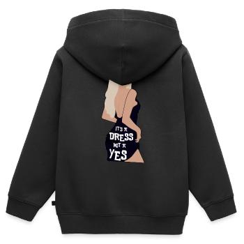 Es ist ein Kleid, kein Ja - Kinder Premium Organic Zip Hoodie - Schwarz - Hinten - AI Model Kid Male (0cm)