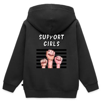 Mädchen unterstützen Mädchen - Kinder Premium Organic Zip Hoodie - Schwarz - Hinten - AI Model Kid Male (0cm)