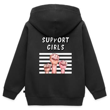 Mädchen unterstützen Mädchen - Kinder Premium Organic Zip Hoodie - Schwarz - Hinten - AI Model Kid Male (0cm)