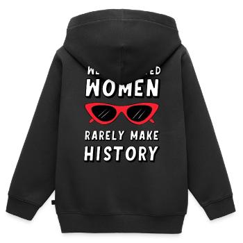 Gut erzogene Frauen schreiben selten Geschichte - Kinder Premium Organic Zip Hoodie - Schwarz - Hinten - AI Model Kid Male (0cm)