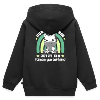 Hurra Ich Bin Jetzt Ein Kindergartenkind Zebra - Kinder Premium Organic Zip Hoodie - Schwarz - Hinten - AI Model Kid Male (0cm)