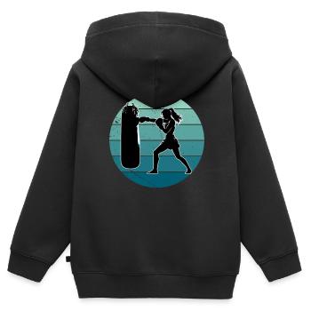 Kickboxing Kickboxer Femme - Sweat Premium à capuche zippé enfant bio - noir - Dos - AI Model Kid Male (0cm)