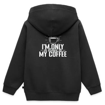 I'm only as strong as my Coffee Koffein - Kinder Premium Organic Zip Hoodie - Schwarz - Hinten - AI Model Kid Male (0cm)