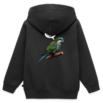 Quäker Papagei Mönch Sittich - Kinder Premium Organic Zip Hoodie - Schwarz - Hinten - AI Model Kid Male (0cm)