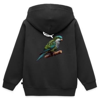 Quäker Papagei Mönch Sittich - Kinder Premium Organic Zip Hoodie - Schwarz - Hinten - AI Model Kid Male (0cm)