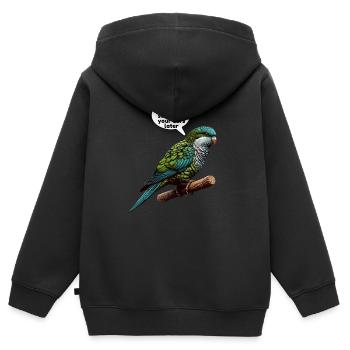 Quäker Papagei Mönch Sittich - Kinder Premium Organic Zip Hoodie - Schwarz - Hinten - AI Model Kid Male (0cm)