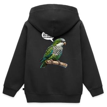 Quäker Papagei Mönch Sittich - Kinder Premium Organic Zip Hoodie - Schwarz - Hinten - AI Model Kid Male (0cm)