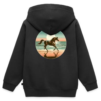 Arabische Pferdekunst - Kinder Premium Organic Zip Hoodie - Schwarz - Hinten - AI Model Kid Male (0cm)
