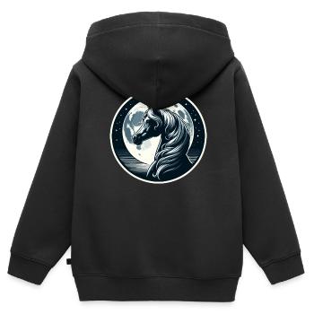 Arabische Pferdekunst - Kinder Premium Organic Zip Hoodie - Schwarz - Hinten - AI Model Kid Male (0cm)