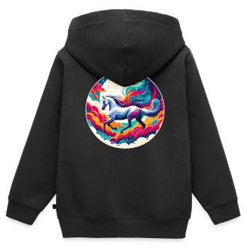 Arabische Pferdekunst - Kinder Premium Organic Zip Hoodie - Schwarz - Hinten - AI Model Kid Male (0cm)
