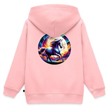 Arabische Pferdekunst - Kinder Premium Organic Zip Hoodie - Rosa - Hinten - AI Model Kid Female (0cm)
