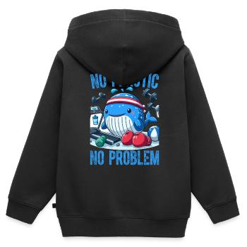 Kein Plastik, kein Problem - Kinder Premium Organic Zip Hoodie - Schwarz - Hinten - AI Model Kid Male (0cm)