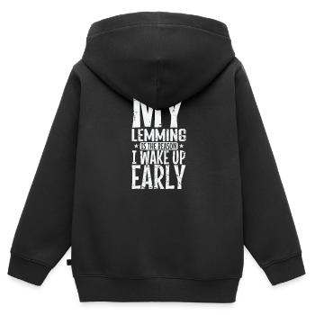 Mon lemming est la raison pour laquelle je me réveille Rongeur précoce - Sweat Premium à capuche zippé enfant bio - noir - Dos - AI Model Kid Male (0cm)
