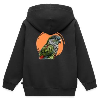 Grünwangige Conure-Kunst - Kinder Premium Organic Zip Hoodie - Schwarz - Hinten - AI Model Kid Male (0cm)