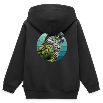 Grünwangen-Conure-Kunst Niedliche Conure - Kinder Premium Organic Zip Hoodie - Schwarz - Hinten - AI Model Kid Male (0cm)