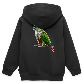 Grünwangen-Conure-Zeichnung Conure-Papagei - Kinder Premium Organic Zip Hoodie - Schwarz - Hinten - AI Model Kid Male (0cm)