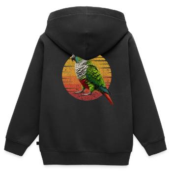 Grünwangen-Conure Lustiger Conure-Papagei - Kinder Premium Organic Zip Hoodie - Schwarz - Hinten - AI Model Kid Male (0cm)