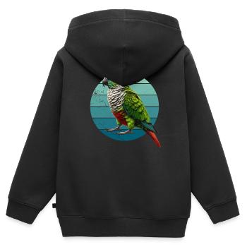 Grünwangen-Conure-Illustration Conure-Papagei - Kinder Premium Organic Zip Hoodie - Schwarz - Hinten - AI Model Kid Male (0cm)